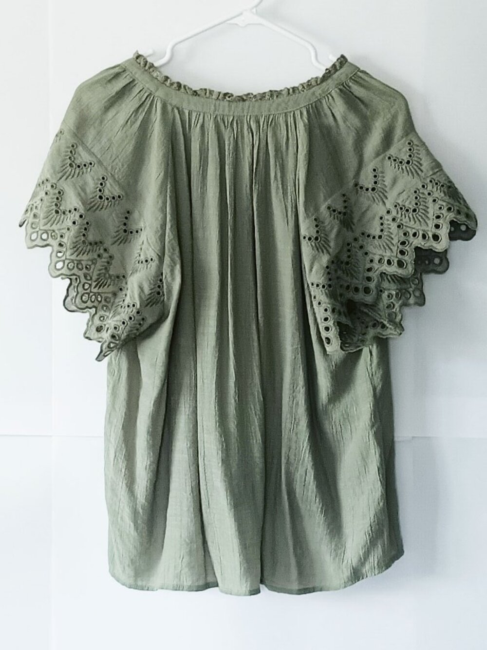 CHELSEA & THEODORE Deep Sage Green Lace Blouse Size M - Picture 8 of 15